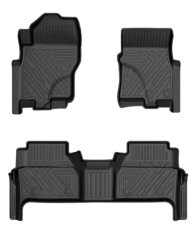 Mixsuper Liner Floor Mats for 2022-2025 2026 Nissan Frontier Crew Cab (Not Fit King Cab) with 2nd Row Under-Seat Storage All Weather Floor Liners 1st and 2nd Row Set Black