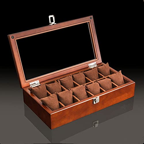 Boîte de montres en bois rosso 12 emplacements de haute qualité