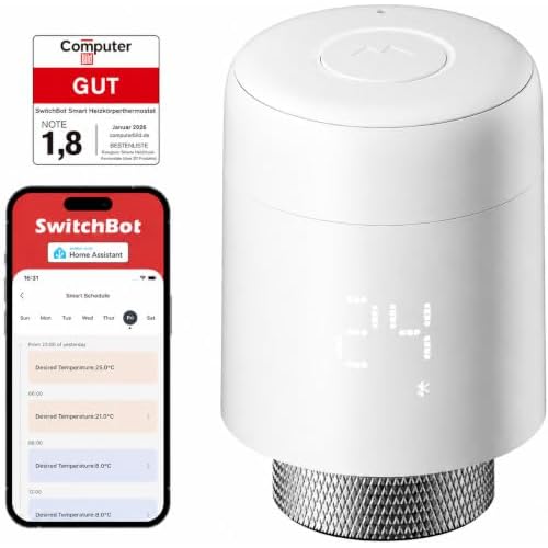 SwitchBot Smartes Heizkörperthermostat, App-Steuerung&Bluetooth, 6 Adapter