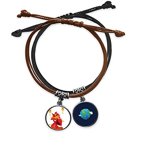 Pulsera de cuerda fina estilo Lion Dance hecha con cuero trenzado premium