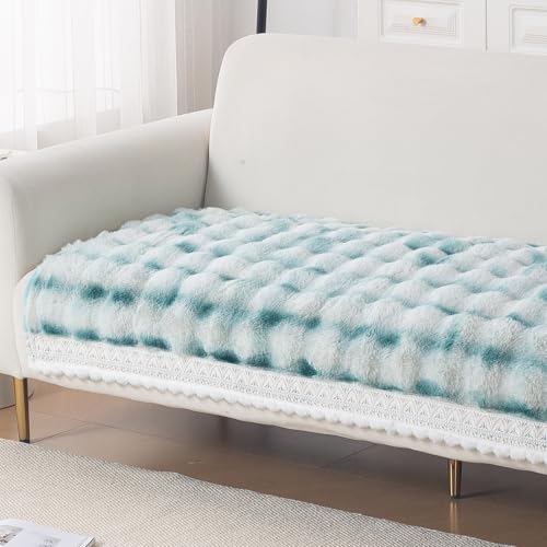 HOKIPO Gradient Rabbit Plush Sofa Cover Mat 4 Seater Large 240 cm...