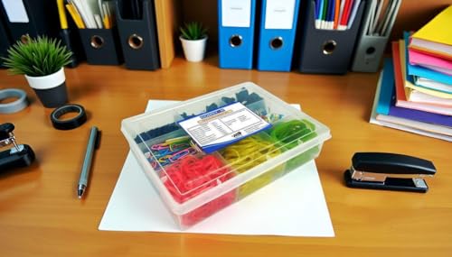Image of DOMSTAR 9in1 Essential Office Stationery Kit | Assorted Binder Clips, Paper Clip, Office Pin, Push Pin, Rubber Band Combo