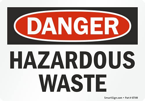 SmartSign 3.5 x 5 inch “Danger - Hazardous Waste” OSHA Label, 3 mil Laminated Adhesive Polyester, Red, Black and White