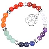 HEALLILY Pulsera con Cuentas de Piedra Energética de Siete Chakras Pulsera de Chakra Sanadora para Alivio del Estrés Joyería para La Muñeca de Yoga Y Reiki Regalos Coloridos 4