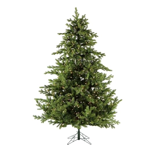 Fraser Hill Farm Woodside Pine Christmas Tree, 9 Feet Tall, Faux Xmas Tree Includes Warm White LED Lights with Easy to Connect Features, Great Indoor Holiday Décor