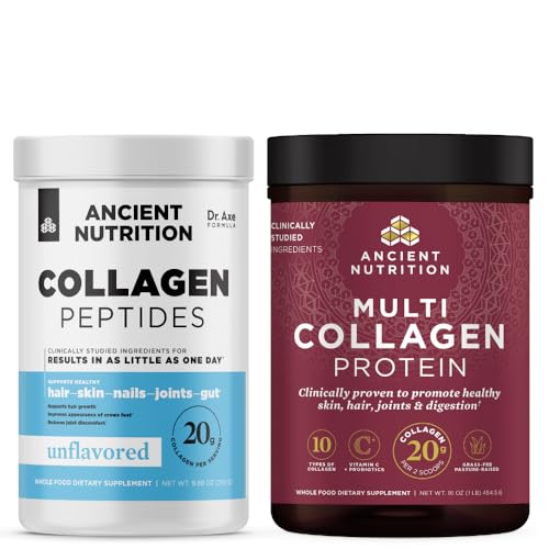 Ancient Nutrition Collagen Peptides Powder, Unflavored, 14 Servings + Multi Colalgen Protein Powder, Unflavored, 45 Servings - image 1