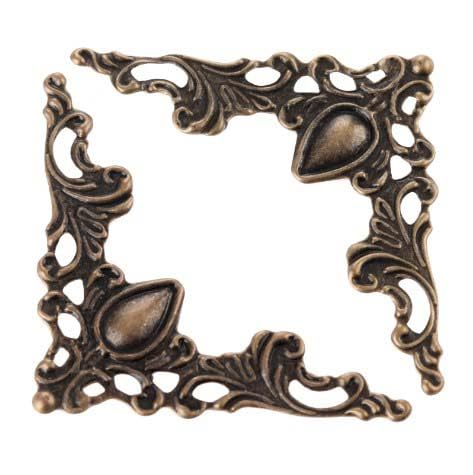 Tia Decorative Metal Fitting for Jewellery/ Gift Box and Corner Protector, Corner Decorative and DIY (Bronze Thin Corner 4x4Cm, 12Pcs)
