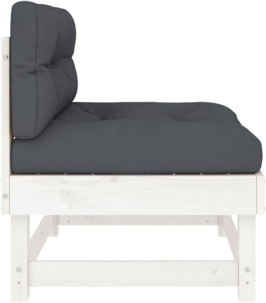 Middle Sofas with Cushions 2 pcs White Solid Wood Pinepatio Chairs Patio Furniture Set Garden Outdoor furnitureSuitable for Courtyard Gardens