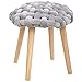 Atmosphera - Tabouret Pied en Bois et Assise Tricot Gris H 43 cm