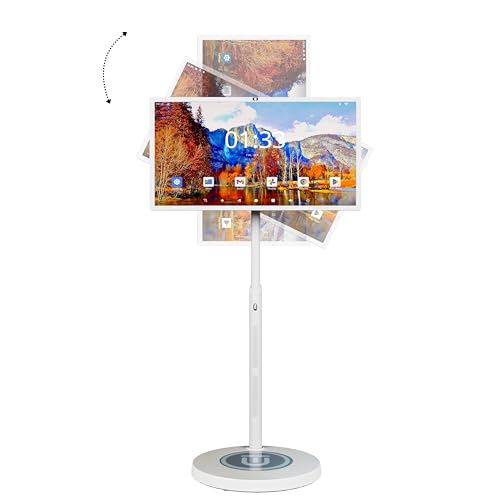 Image of 32-Inch Portable TV with Incell Touch Screen, 1080P Rolling Smart TV, 8G RAM+128G Storage, Android OS, Built-in Battery, Full Swivel Rotation, Remote Control, Ideal for Trade Show, Brainstorm Meeting