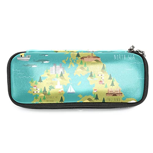 Estuche organizador de gran capacidad, estuche de cuero para estudiantes, doble cremallera, estuche para lápices, escamas de sirena y peces, Multicolor 9, 19x7.5x3.8cm/7.5x3x1.5in, Organizador de