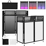 Kokorona DJ Facade Booth 21"x43"x45", Adjustable DJ Event Facade with Black & White Scrims, Folding DJ Booth Metal Frame, DJ Facade Table Station Flat Table Top with Cable Hole, Includes Carrying Bag