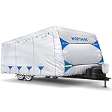 RV Cover, NORTHING Upgraded Windproof Travel Trailer Cover for 24-27 ft RV, Anti-UV & Waterproof Camper Cover with Tongue Jack Cover, Ladder Cap, Storage Bag, Adhensive Repair Patch, Weighted toss Bag