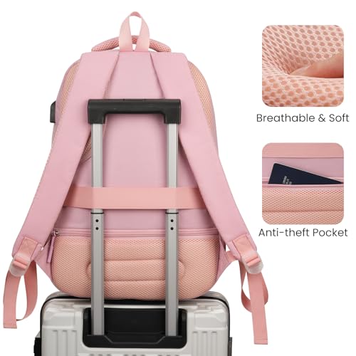 Image of YAMTION School Backpack for Teen Girls,Cute Kid Bookbag for Back to School Student Fit 17.3 Inch Laptop College Travel,Pink