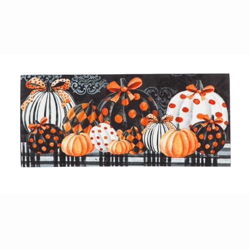 Evergreen Flag Sassafras Elegant Patterned Pumpkins Interchangeable Entrance Doormat | Indoor and Outdoor | 22-inches x 10-inches | Non-Slip Backing | All-Season | Low Profile | Home Decor