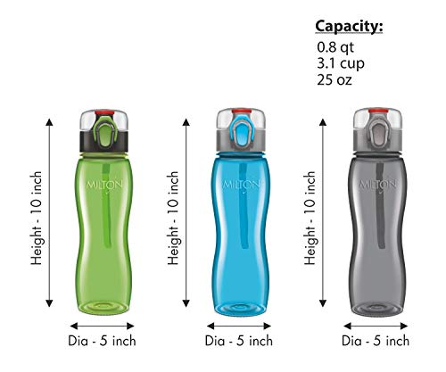 Milton Kids Water Bottle 3 Pack Triton 25 Oz Large Sports Water Bottle For Men, Women, Kid Wide Mouth Water Bottle With Strap Carry Handle For Bike Gym Running Cycling Multi Color #TOP1