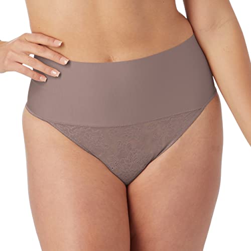 Maidenform Women's Tame Your Tummy Panties, Firm Control Shapewear Thong, Cool Comfort, Spicy Bronze Lace, Large #TOP18