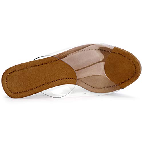 Allegra K Allegra K Women's Clear Heel Platform Open Toe Chunky Heels Brown Slides Sandals 7.5 M US