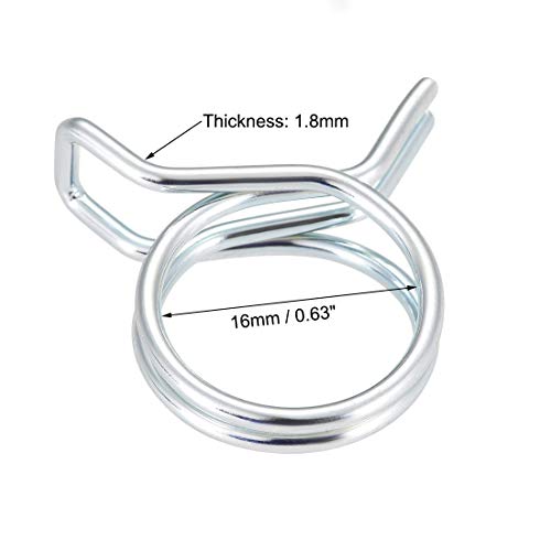 uxcell Double Wire Spring Hose Clamp 16mm Inner Dia Fit 16.0-17.0mm OD Hose Fuel Line Silicone Tube Spring Clips Zinc Plated 10Pcs - Image 3