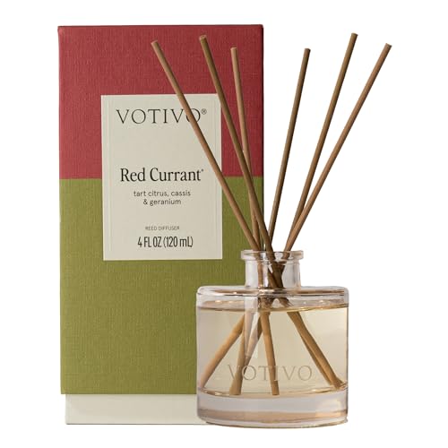 Votivo Red Currant Signature Reed Diffuser | Scented Home Fragrance Diffuser with Sticks Reed Oil and Glass Bottle | Decorative Air Freshener for Home Decor | 4 oz