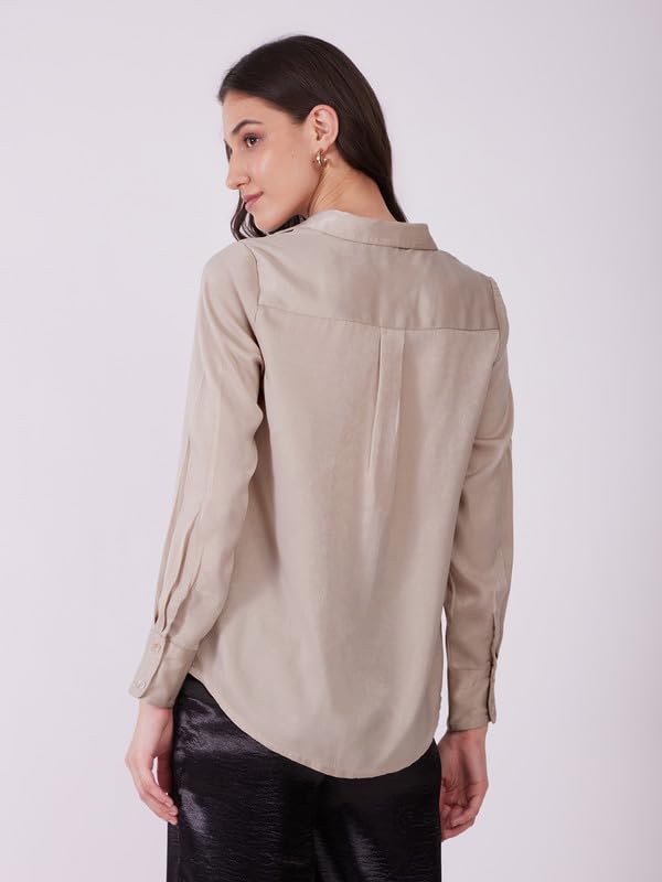 Image of FableStreet Women Shirts | Comfort Fit Spread Collar | Premium Satin Fabric for Formal, Business Casual