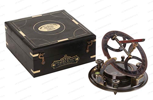 Ideas Crafted Sundial Compass For Men Xmas 5 Inch Perfectly Calibrated Large Sundial Compass Black Wooden Case Top Grade Engraved Brass Sundial With Embossed Needle #TOP1