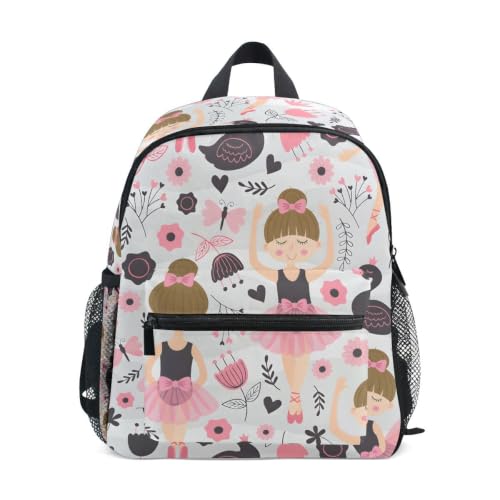 SUABO Cute Ballerina Girl Backpack for Toddlers, Kid's Backpack School Bag for Boys Girls Kindergarten Preschool Bag