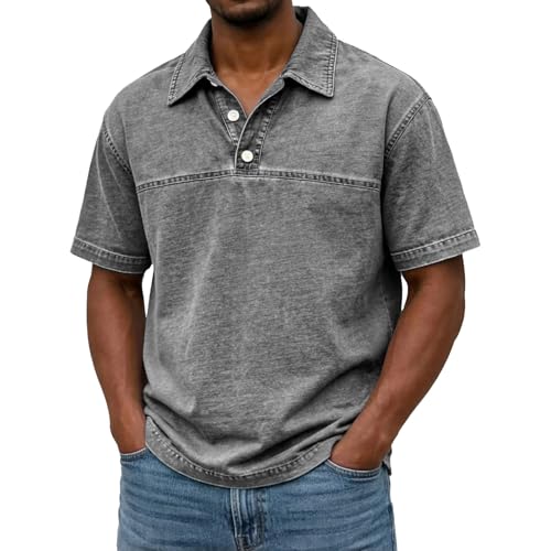 Col à revers Henley pour homme fini la surchauffe en polo décontracté