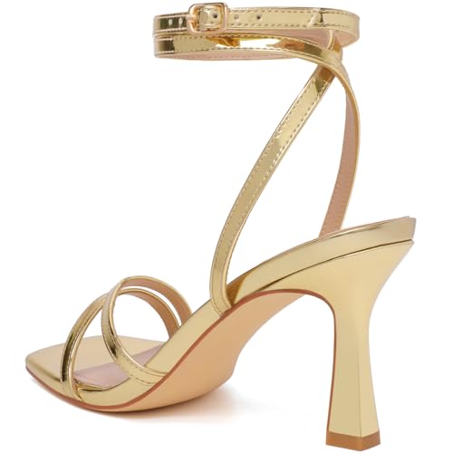 Mostrin Womens Sandals Strappy Heels for Women Ankle Strap Lace Up Square Open Toe Heels Tie Up Stiletto High Heeled Sandals for Prom, Party, Daily Wear3