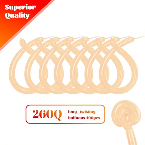 Image of 260 Nude Long Balloons for Balloon Garland Thickening Skinny Latex Twisting Animals Modeling Christmas Birthday Wedding Party Festival Decorations 100pcs
