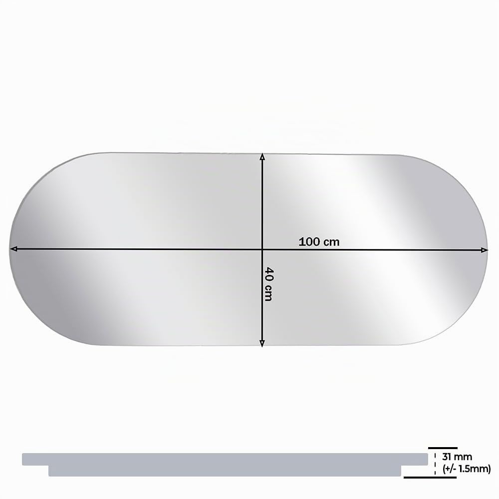 BD ART - Specchio da parete - da bagno - Ovale 100x40 cm - con illuminazione a LED - Luce bianca calda 3600K, IP44 - Specchio grande - a figura intera - da parete per bagno - Cornice in alluminio