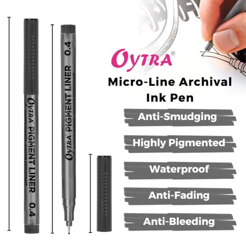 Image of Oytra Black Fineliners Fine Tip Mandala Art Pens Waterproof Pigment Drawing Pen for Sketching Doodling Calligraphy & Technical Art Smooth Flow Ink Outliner Artist (6)