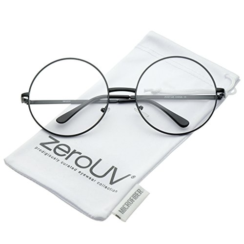 Image of zeroUV Large Oversized Metal Frame Clear Lens Round Circle Eye Glasses