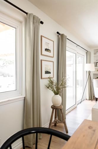 Image of 100% Blackout Shield Linen Blackout Curtains for Bedroom 80 Inches Long, Back Tab /Rod Pocket Living Room Drapes, Thermal Insulated Blackout Curtains 2 Panels Set, 50 inch W x 80 inch L, Oatmeal