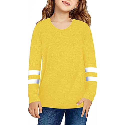 Teen Girls Fall Clothes Tunic Tops Long Sleeve Knot Front Shirts for 4-13 Years Loose Soft Casual Blouse Tee(Yellow,12-13 Years)