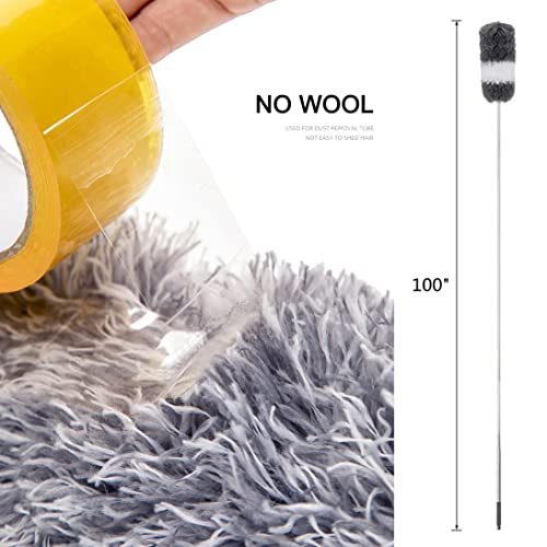 Image of Duster Household Cleaning Supplies Kit 16pcs Microfiber Feather Duster 100in Extension Pole Reusable Bendable Cobweb Duster Window High Ceiling Fan Gap Cleaner