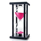 Bellaware 60 Minutes Hourglass, Wood Sand Timer,Pink