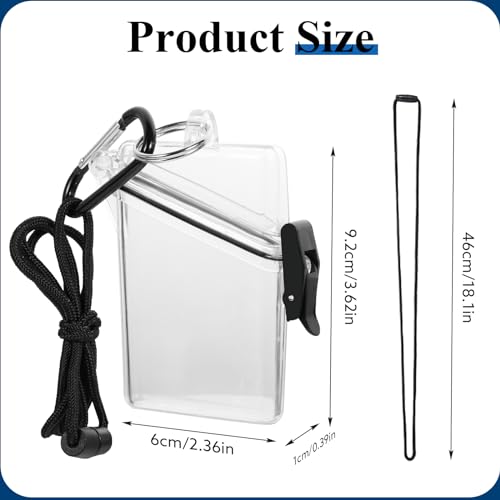 Pacote com 3 porta-crachás de identidade, à prova d'água, transparente, vertical, com cordão, mosqu