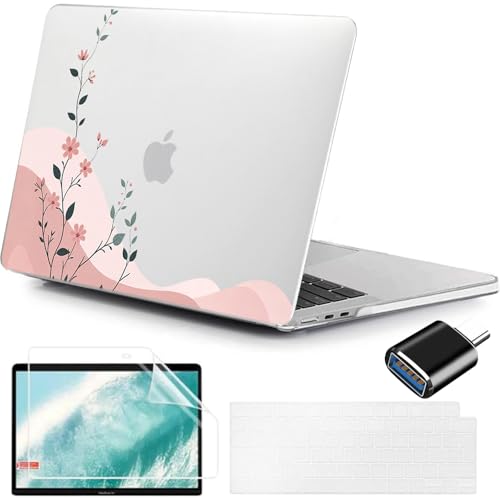 MUSHUI 4 en 1 Funda para MacBook Air 13.6 Pulgadas M4 M3 M2 2025 2024 2022 A3240 A3113 A2681 Touch ID, Carcasa de Rígida Plástico & Cubierta del Teclado & Adaptador USB C para Mac Air 13 Case - New6