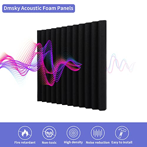 12 Pack Sound Proof Foam Panels Studio Acoustic Foam Panels,1" X 12" X 12"Soundproof Wall Panels With Self-Adhesive,Fire-Proofed Soundproofing Wedges,Acoustic Treatment Foam for Home-Black - Image 4