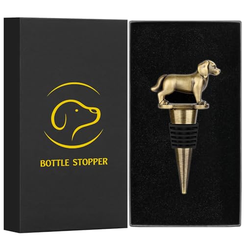 LKKCHER Golden Retriever Weinflaschenverschluss, Golden Retriever Geschenke, Geschenk für Hundebesitzer, Geburtstagsgeschenk Weingeschenke Weihnachten Geschenke für Männer Frauen Papa, Bronze