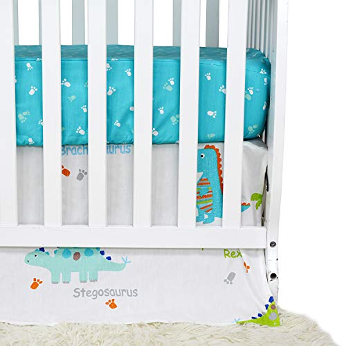 Brandream Crib Bedding Sets For Boys Dinosaur Nursery Bedding, 6 Piece Cradle Set For Newborn/ Infant Modern Dinosaur Design,100% Cotton #TOP4