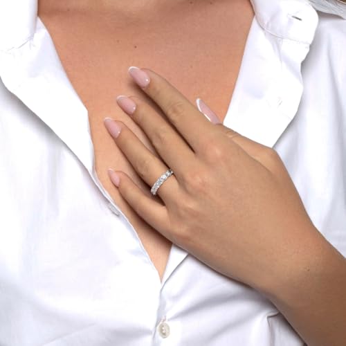 3.2 carats Round Cut Wedding bands for women Moissanite wedding bands Platinum Plated Silver womens wedding rings4