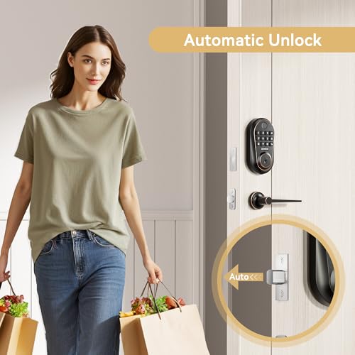 Image of Electronic Keyless Door Lock with Keypad, Gold