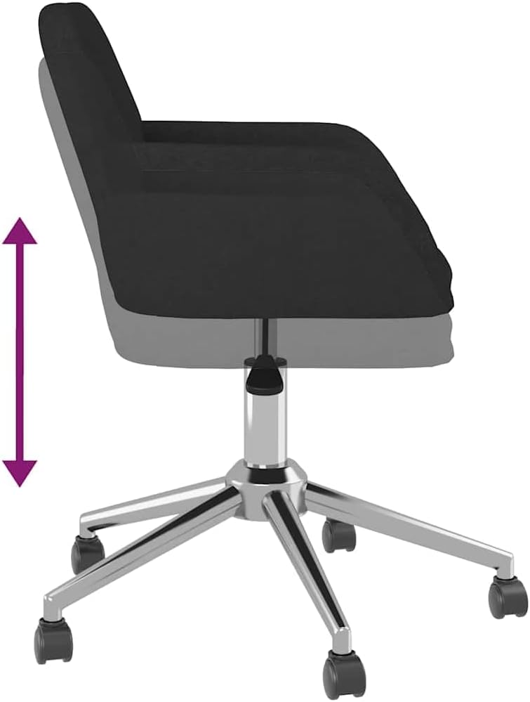 vidaXL Office Chair, Home Office Chair with Wheels and Arms, Office Desk Chair for Makeup Room Bedroom Living Room, Modern Style, Black Fabric