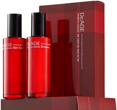 CHARMZONE DeAge Red Addition (New Version) Korean Skincare Set โ Anti-Aging Toner & Emulsion Duo (100ml / 3.38 fl.oz) with Red Wine, Pomegranate & Tomato for Hydration, Firming & Radiance