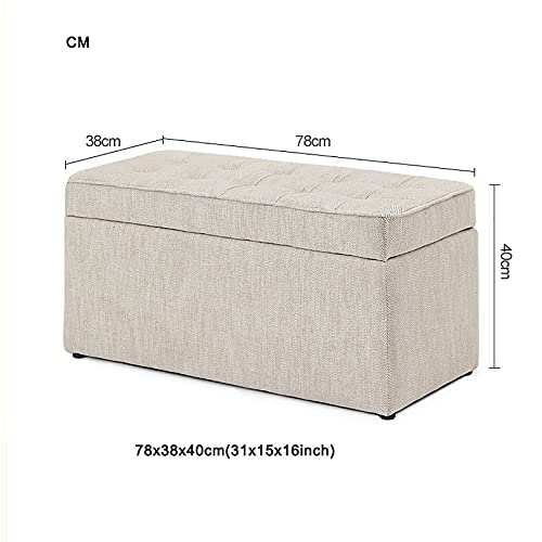 Banc de rangement élégant en lin et coton capitonné premium - 6