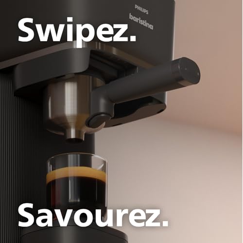 PHILIPS Baristina Espressomaschine - Real Espresso, made simple. (Schwarzgrau mit schwarzem Siebträger und Milchaufschäumer)