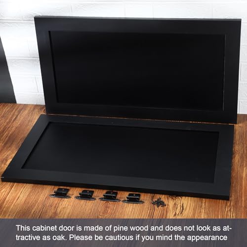 Cinnvoice 2 Pcs Pine Kitchen Cabinet Door Replacement with 4 Pcs Cabinet Hinges Wood Shaker Door Front Replacement for Kitchen, Bathroom, Vanity(Black,15.5\" W X 29\" H) - Thumbnail 3
