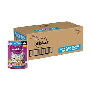 Whiskas Wet Cat Food For Adult Cats (1+Years), Tuna In Jelly Flavour, 48 Pouches (48 X 85G), 1 Count